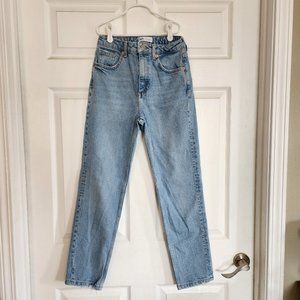 Zara High Rise Straight Ankle Denim Jeans